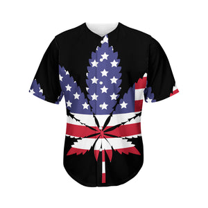 American Cannabis Leaf Flag Print Men's Baseball Jersey