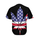 American Cannabis Leaf Flag Print Men's Baseball Jersey