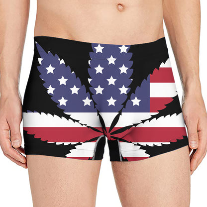 American Cannabis Leaf Flag Print Men's Boxer Briefs