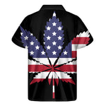 American Cannabis Leaf Flag Print Men's Short Sleeve Shirt