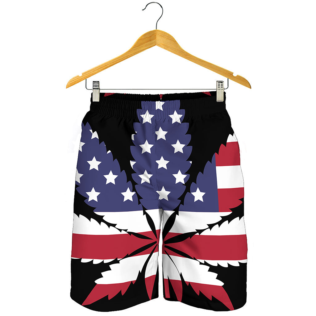 American Cannabis Leaf Flag Print Men's Shorts