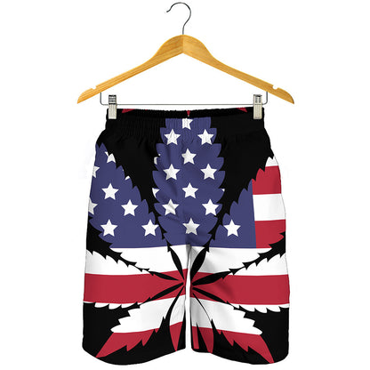 American Cannabis Leaf Flag Print Men's Shorts