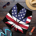 American Cannabis Leaf Flag Print Men's Shorts