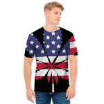 American Cannabis Leaf Flag Print Men's T-Shirt