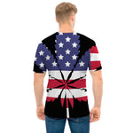 American Cannabis Leaf Flag Print Men's T-Shirt