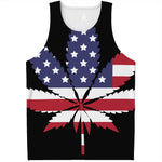 American Cannabis Leaf Flag Print Men's Tank Top