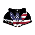 American Cannabis Leaf Flag Print Muay Thai Boxing Shorts