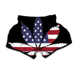 American Cannabis Leaf Flag Print Muay Thai Boxing Shorts