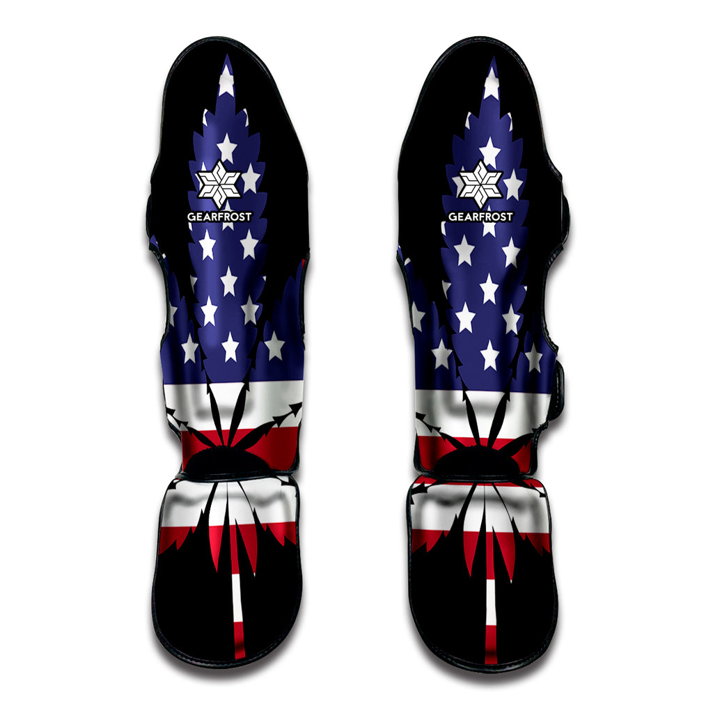 American Cannabis Leaf Flag Print Muay Thai Shin Guard