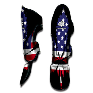 American Cannabis Leaf Flag Print Muay Thai Shin Guard