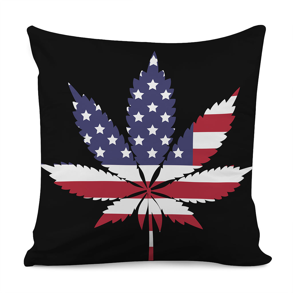 American Cannabis Leaf Flag Print Pillow Cover