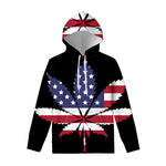 American Cannabis Leaf Flag Print Pullover Hoodie