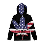 American Cannabis Leaf Flag Print Pullover Hoodie
