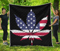 American Cannabis Leaf Flag Print Quilt