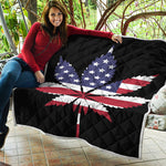 American Cannabis Leaf Flag Print Quilt