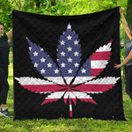 American Cannabis Leaf Flag Print Quilt