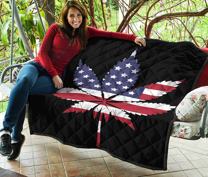 American Cannabis Leaf Flag Print Quilt