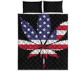 American Cannabis Leaf Flag Print Quilt Bed Set