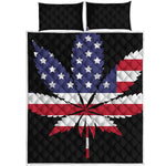 American Cannabis Leaf Flag Print Quilt Bed Set
