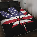 American Cannabis Leaf Flag Print Quilt Bed Set