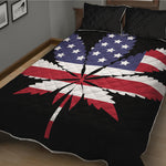 American Cannabis Leaf Flag Print Quilt Bed Set