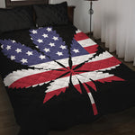 American Cannabis Leaf Flag Print Quilt Bed Set
