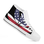 American Cannabis Leaf Flag Print White High Top Shoes