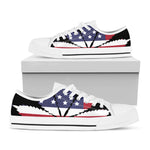 American Cannabis Leaf Flag Print White Low Top Shoes