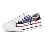American Cannabis Leaf Flag Print White Low Top Shoes