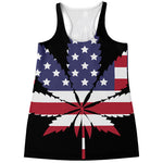 American Cannabis Leaf Flag Print Women's Racerback Tank Top