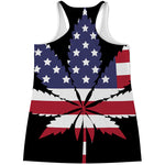 American Cannabis Leaf Flag Print Women's Racerback Tank Top