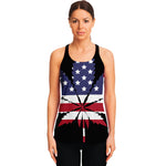American Cannabis Leaf Flag Print Women's Racerback Tank Top