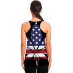 American Cannabis Leaf Flag Print Women's Racerback Tank Top
