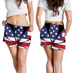 American Cannabis Leaf Flag Print Women's Shorts