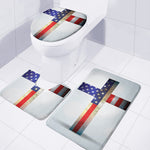 American Christian Cross Flag Print 3 Piece Bath Mat Set