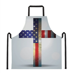 American Christian Cross Flag Print Apron