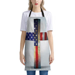 American Christian Cross Flag Print Apron