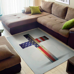 American Christian Cross Flag Print Area Rug