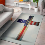 American Christian Cross Flag Print Area Rug