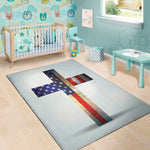 American Christian Cross Flag Print Area Rug