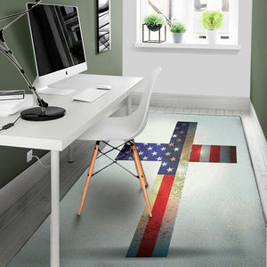 American Christian Cross Flag Print Area Rug