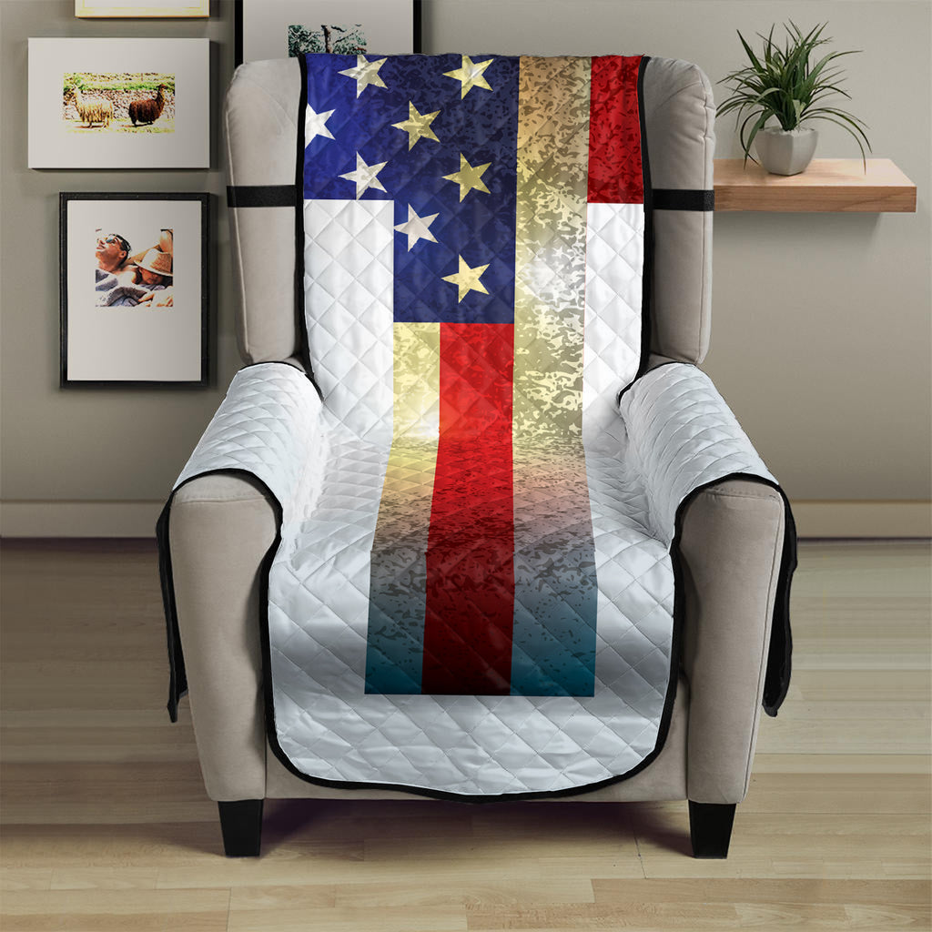 American Christian Cross Flag Print Armchair Protector