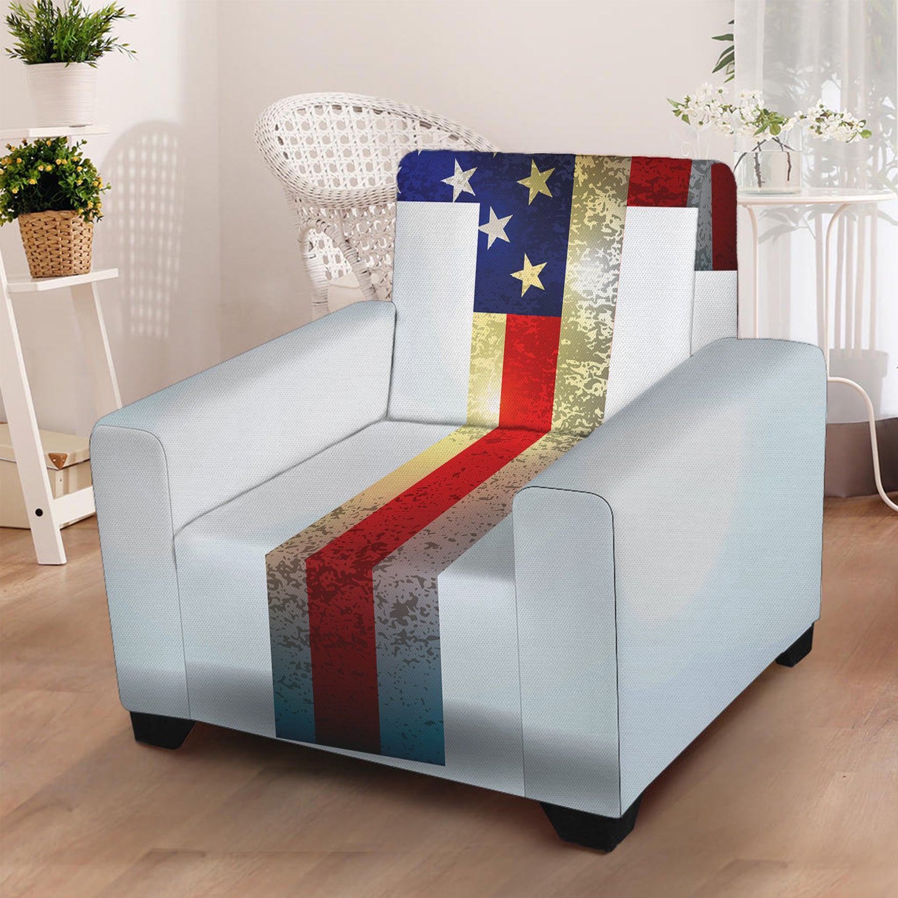 American Christian Cross Flag Print Armchair Slipcover