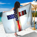 American Christian Cross Flag Print Beach Sarong Wrap