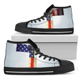 American Christian Cross Flag Print Black High Top Sneakers