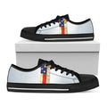 American Christian Cross Flag Print Black Low Top Sneakers