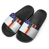 American Christian Cross Flag Print Black Slide Sandals