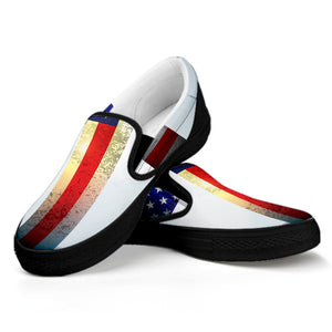 American Christian Cross Flag Print Black Slip On Shoes