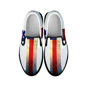 American Christian Cross Flag Print Black Slip On Shoes