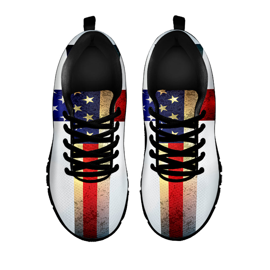 American Christian Cross Flag Print Black Sneakers